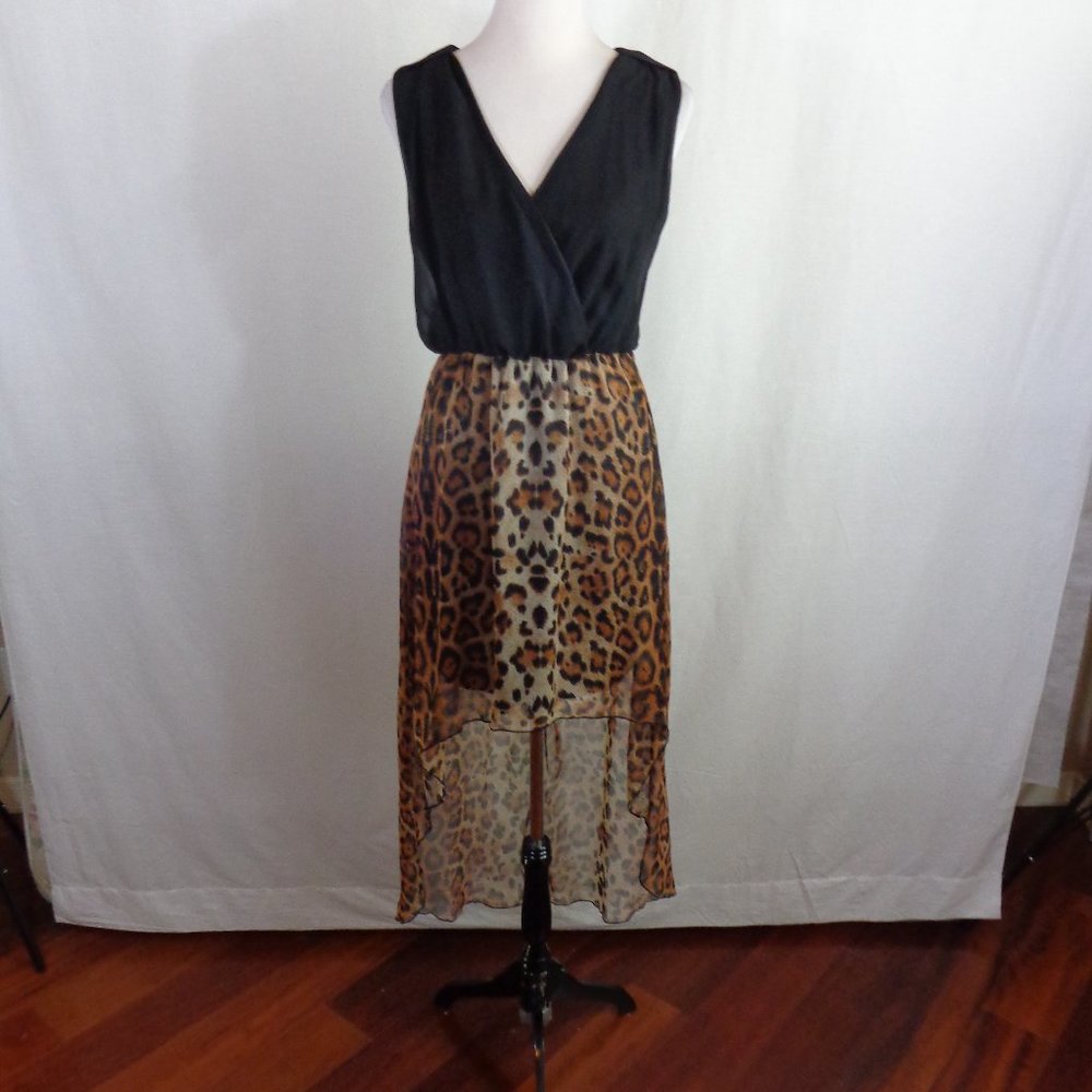 Nina Piu Black Brown Animal Print Dress  sz  Small